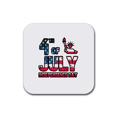 4th Of July Independence Day Rubber Coaster (square)  by Valentinaart