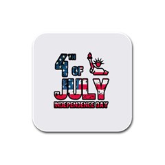 4th Of July Independence Day Rubber Square Coaster (4 Pack)  by Valentinaart