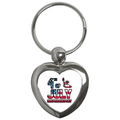 4th Of July Independence Day Key Chains (heart)  by Valentinaart