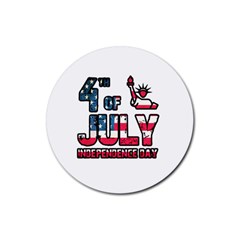 4th Of July Independence Day Rubber Coaster (round)  by Valentinaart