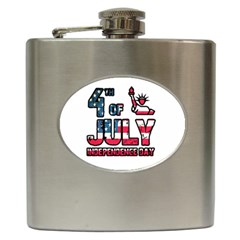 4th Of July Independence Day Hip Flask (6 Oz) by Valentinaart