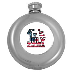 4th Of July Independence Day Round Hip Flask (5 Oz) by Valentinaart