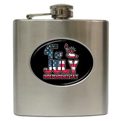 4th Of July Independence Day Hip Flask (6 Oz) by Valentinaart