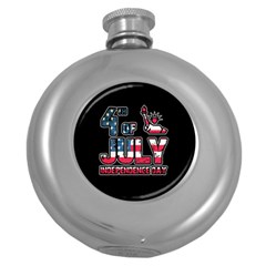 4th Of July Independence Day Round Hip Flask (5 Oz) by Valentinaart