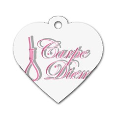 Carpe Diem  Dog Tag Heart (two Sides) by Valentinaart