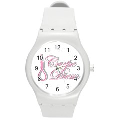 Carpe Diem  Round Plastic Sport Watch (m) by Valentinaart