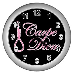 Carpe Diem  Wall Clocks (silver)  by Valentinaart