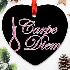 Carpe Diem  Heart Ornament (two Sides) by Valentinaart