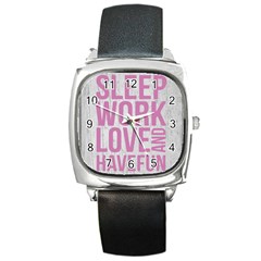 Grunge Style Motivational Quote Poster Square Metal Watch by dflcprints