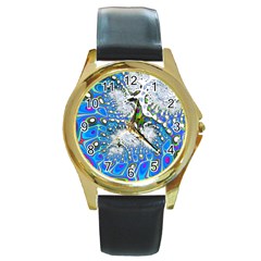 Fractal Fantasy 717b Round Gold Metal Watch by Fractalworld