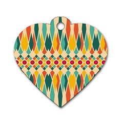 Festive Pattern Dog Tag Heart (one Side) by linceazul