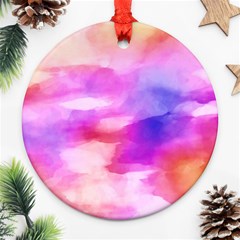 Colorful Abstract Pink And Purple Pattern Ornament (round) by paulaoliveiradesign