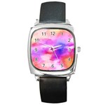 Colorful Abstract pink and purple pattern Square Metal Watch Front