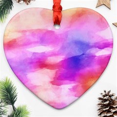 Colorful Abstract Pink And Purple Pattern Heart Ornament (two Sides) by paulaoliveiradesign