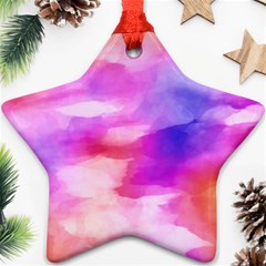 Colorful Abstract Pink And Purple Pattern Star Ornament (two Sides) by paulaoliveiradesign