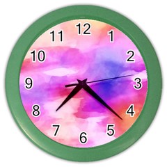 Colorful Abstract Pink And Purple Pattern Color Wall Clocks by paulaoliveiradesign