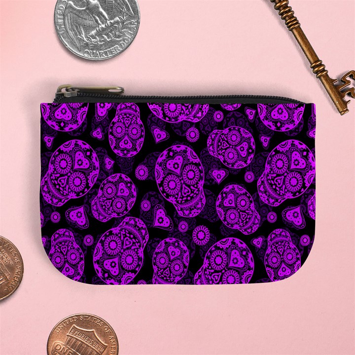 Sugar Skulls - Purple Coin Change Purse