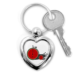 Watermelon Bicycle  Key Chains (heart)  by Valentinaart