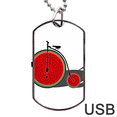 Watermelon Bicycle  Dog Tag Usb Flash (one Side) by Valentinaart