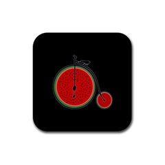 Watermelon Bicycle  Rubber Coaster (square)  by Valentinaart