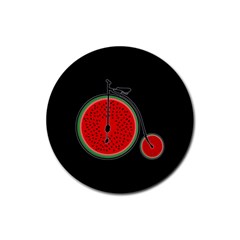 Watermelon Bicycle  Rubber Coaster (round)  by Valentinaart