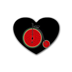 Watermelon Bicycle  Rubber Coaster (heart)  by Valentinaart