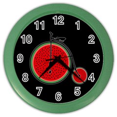 Watermelon Bicycle  Color Wall Clocks by Valentinaart