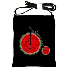 Watermelon Bicycle  Shoulder Sling Bags by Valentinaart