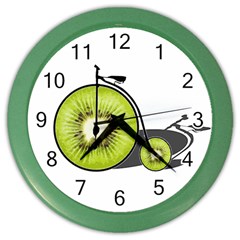 Kiwi Bicycle  Color Wall Clocks by Valentinaart