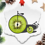 Kiwi bicycle  Snowflake Ornament (Two Sides) Back