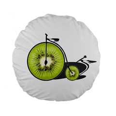 Kiwi Bicycle  Standard 15  Premium Flano Round Cushions by Valentinaart