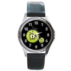 Kiwi Bicycle  Round Metal Watch by Valentinaart