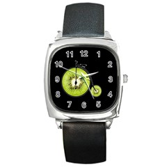 Kiwi Bicycle  Square Metal Watch by Valentinaart