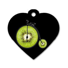 Kiwi Bicycle  Dog Tag Heart (two Sides) by Valentinaart