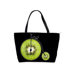 Kiwi Bicycle  Shoulder Handbags by Valentinaart