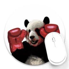 Boxing Panda  Round Mousepads by Valentinaart