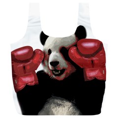 Boxing Panda  Full Print Recycle Bags (l)  by Valentinaart