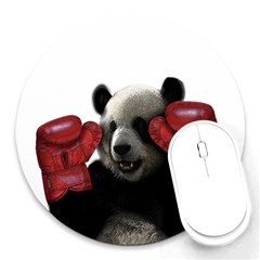 Boxing Panda  Round Mousepads by Valentinaart