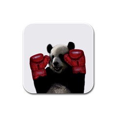 Boxing Panda  Rubber Square Coaster (4 Pack)  by Valentinaart