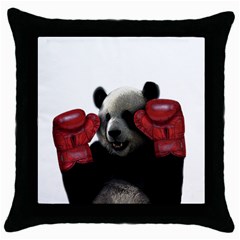 Boxing Panda  Throw Pillow Case (black) by Valentinaart