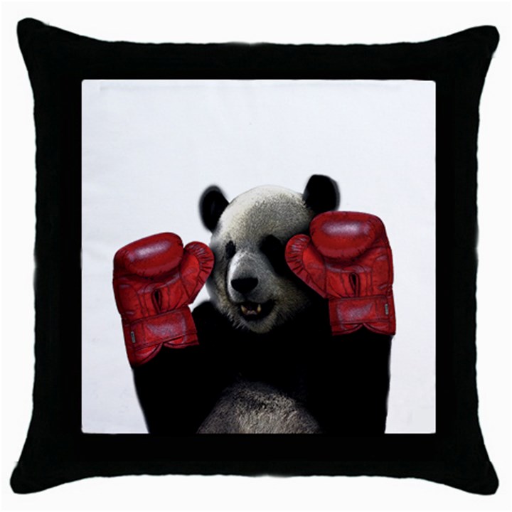 Boxing panda  Throw Pillow Case (Black)