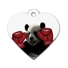 Boxing Panda  Dog Tag Heart (one Side) by Valentinaart