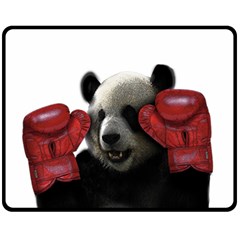 Boxing Panda  Fleece Blanket (medium)  by Valentinaart