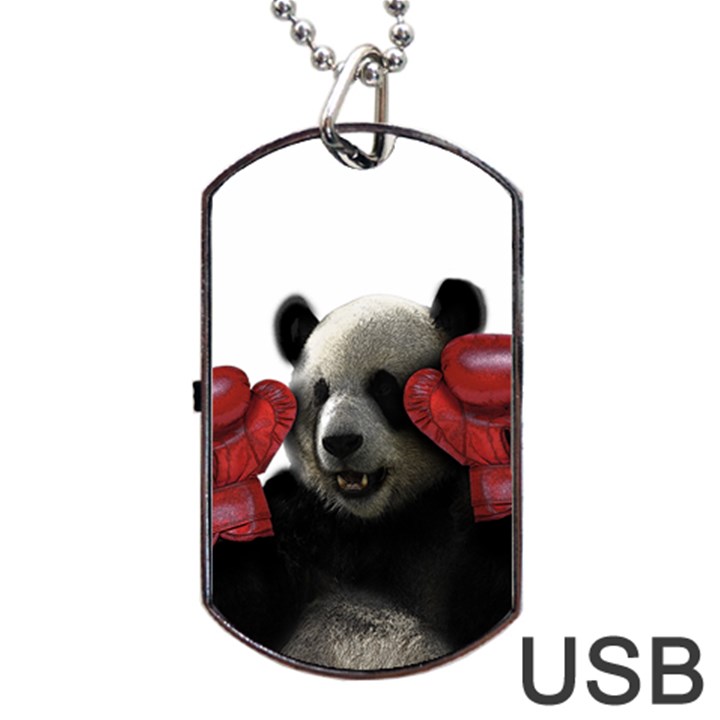 Boxing panda  Dog Tag USB Flash (One Side)