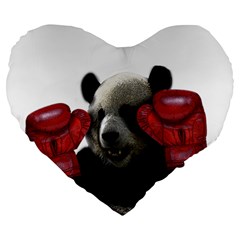 Boxing Panda  Large 19  Premium Heart Shape Cushions by Valentinaart