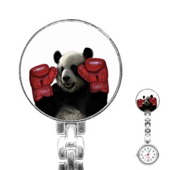 Boxing Panda  Stainless Steel Nurses Watch by Valentinaart