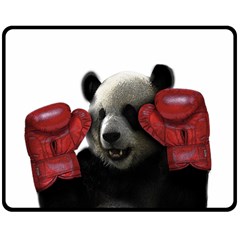 Boxing Panda  Double Sided Fleece Blanket (medium)  by Valentinaart