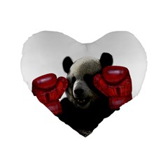 Boxing Panda  Standard 16  Premium Flano Heart Shape Cushions by Valentinaart