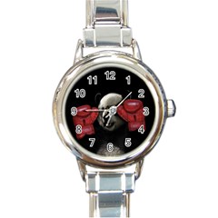 Boxing Panda  Round Italian Charm Watch by Valentinaart