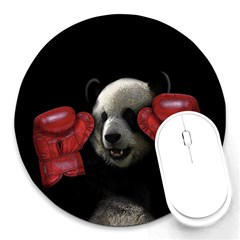 Boxing Panda  Round Mousepads by Valentinaart